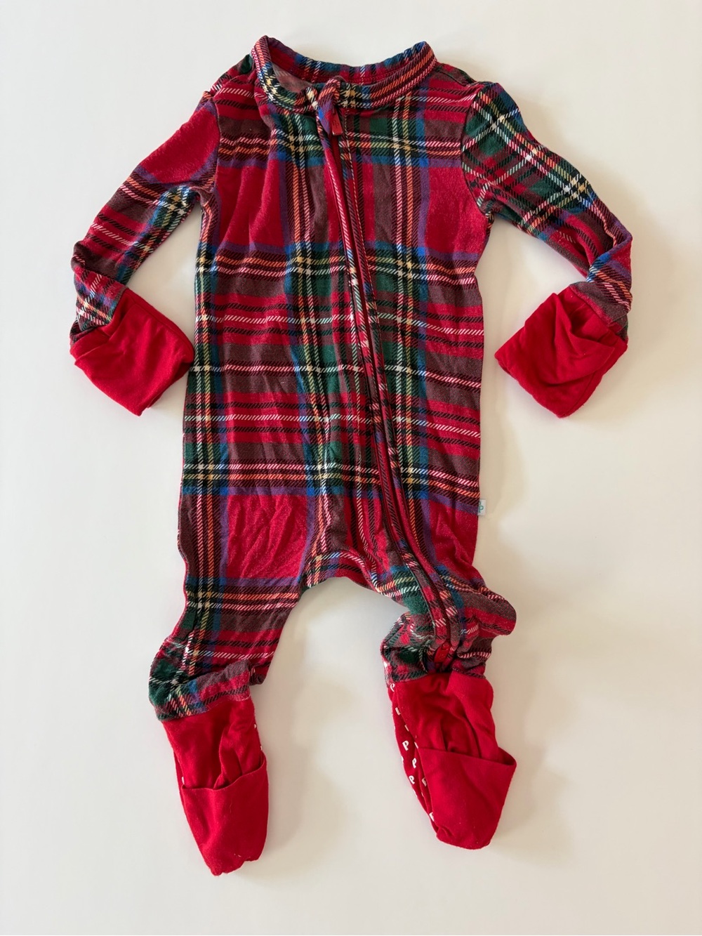 Posh peanut red plaid holiday bamboo footie pajama